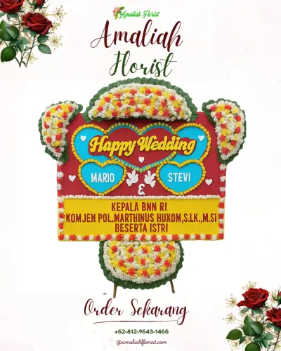 Karangan Papan Bunga Pernikahan di Ngembal